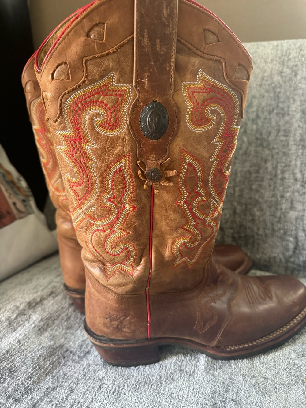 Brown Embroidered Western Ankle Boot - Women - Picture 7 of 13
